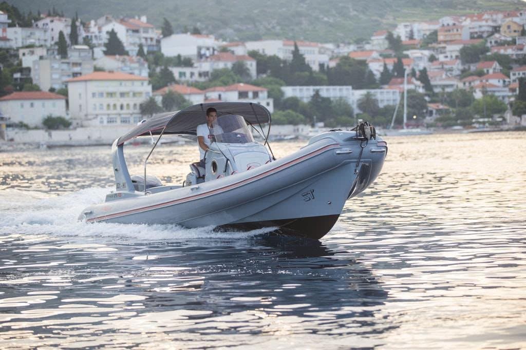 The Prince 25 RIB at speed off Hvar Town