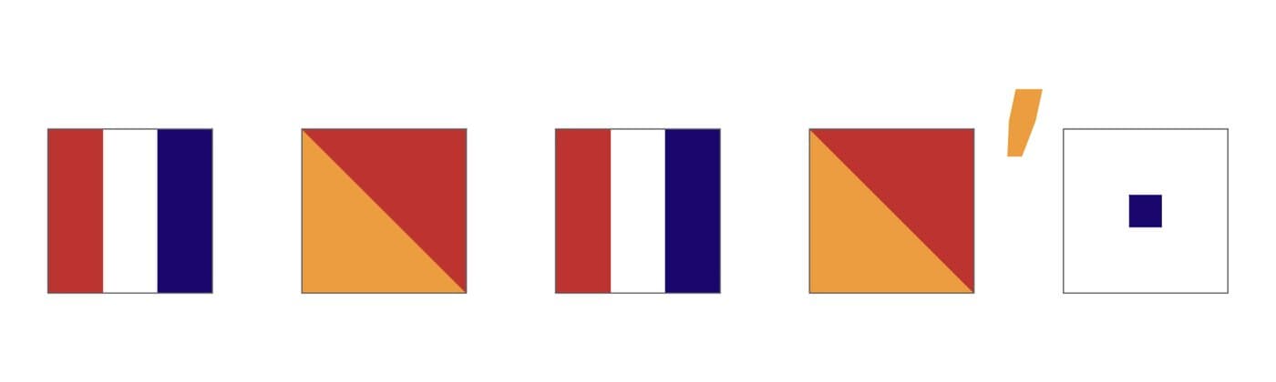 Maritime signal flags spelling TOTO'S — the cover artwork of the house's menu card